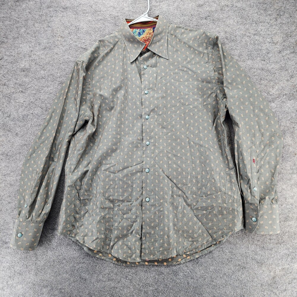Robert Graham Shirt Mens Large Button Up Brown Long Sleeve